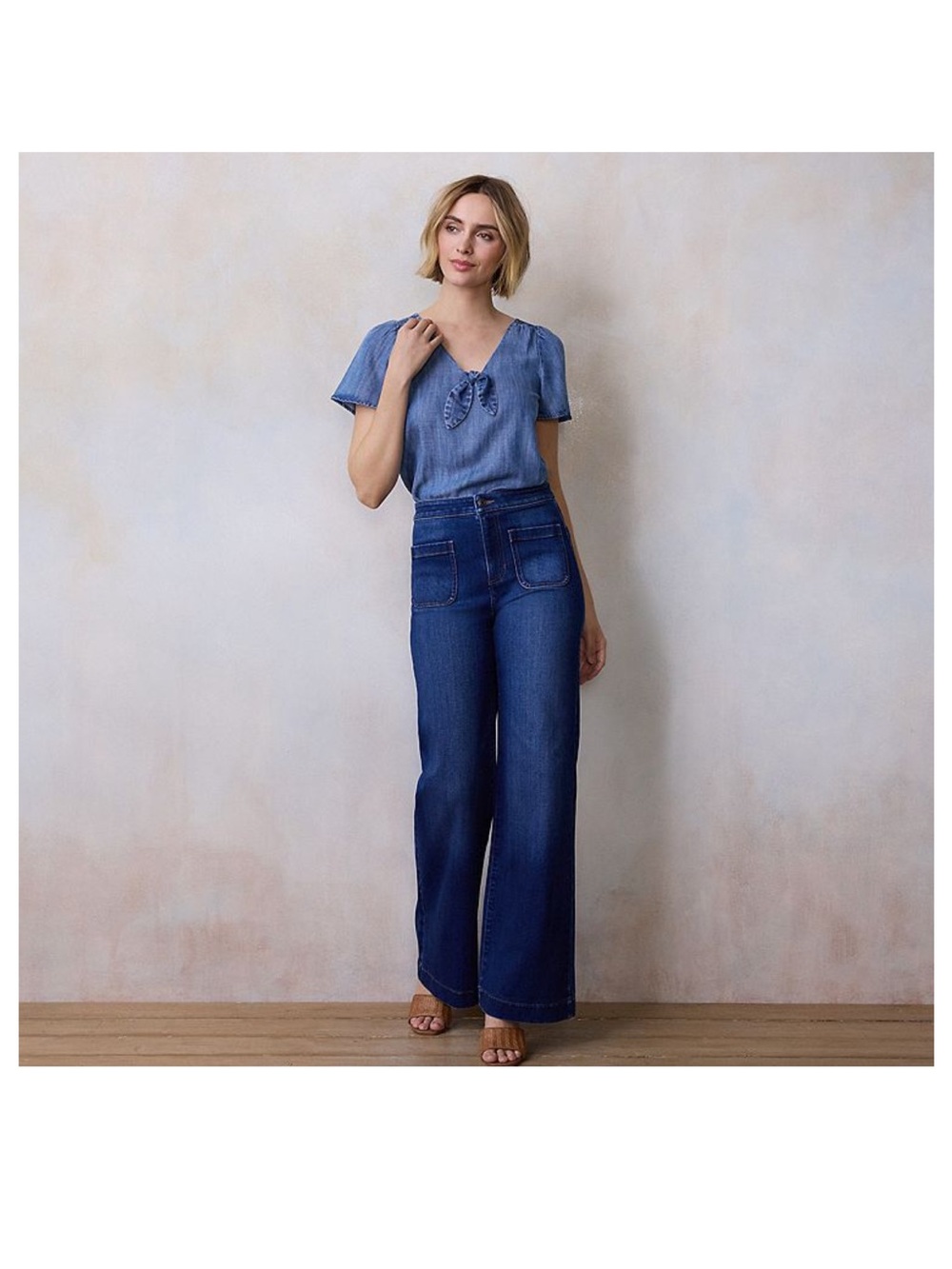 LC Lauren Conrad Dark Blue Wide-Leg High-Rise Jeans